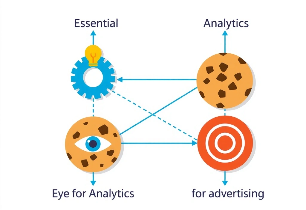 Εικονογράφηση διαφορετικών τύπων cookies και της λειτουργίας τους