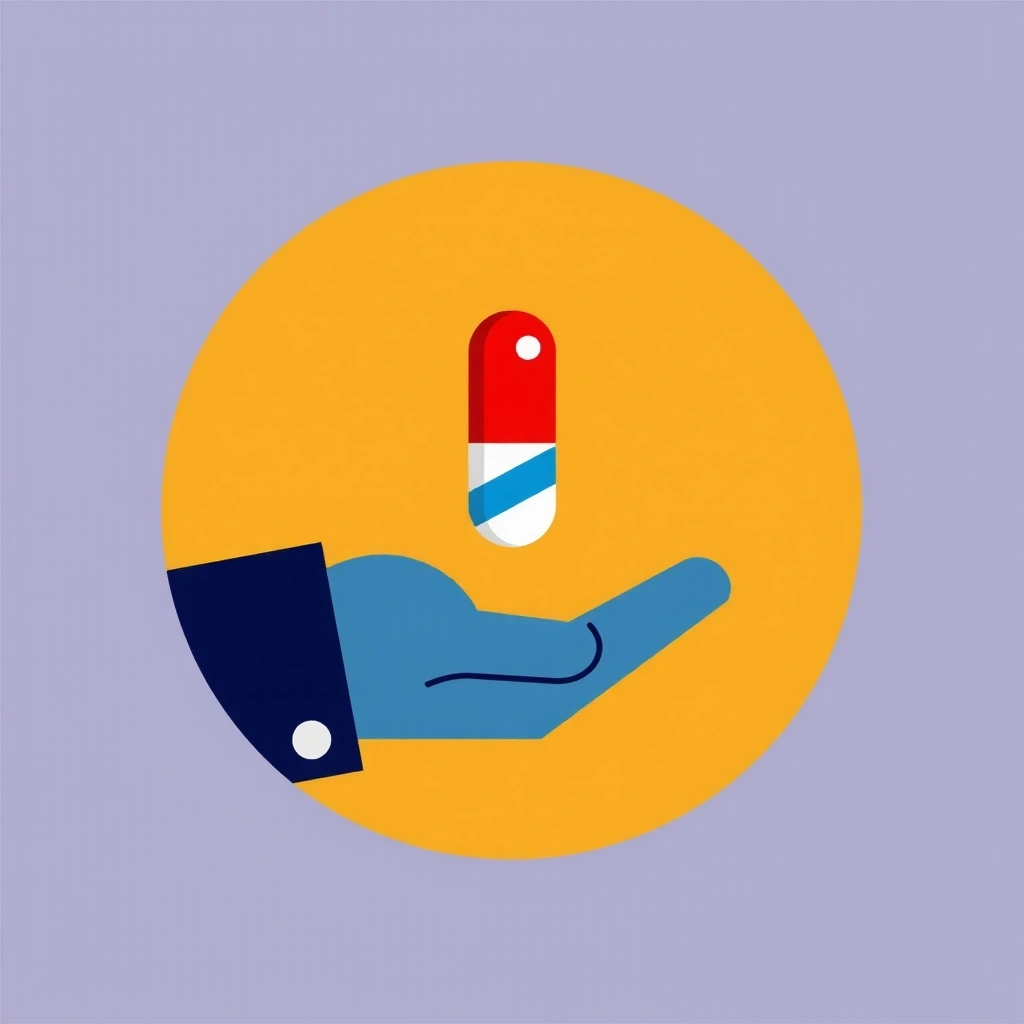 Εικονίδιο που αναπαριστά ένα χέρι που κρατά ένα χάπι ή κάψουλα, συμβολίζοντας τη λήψη συμπληρώματος.