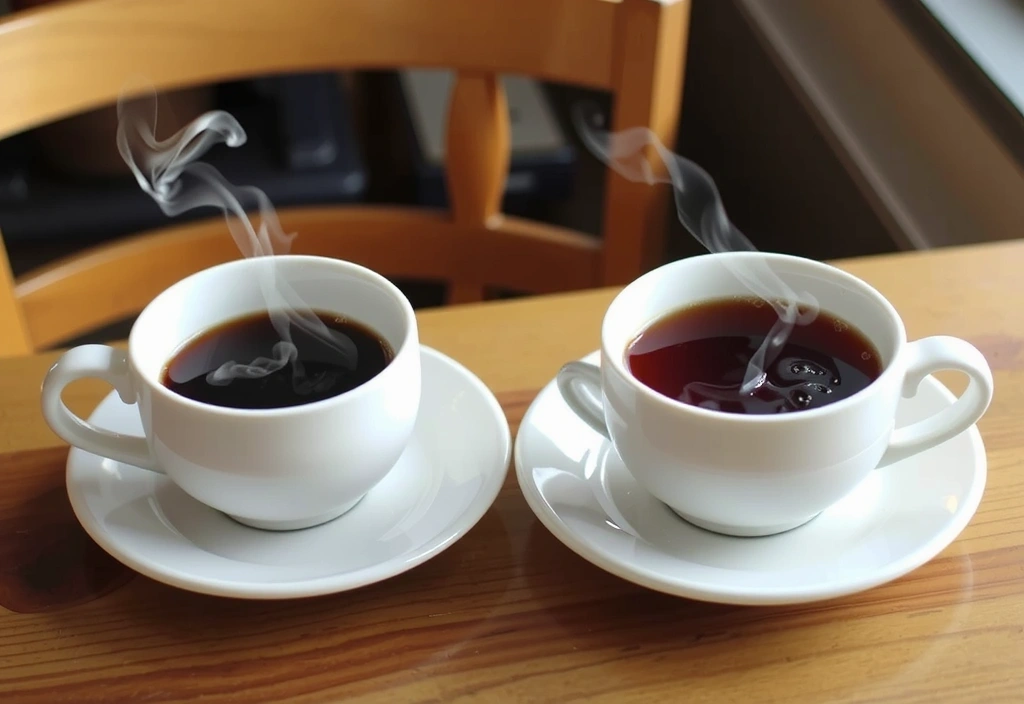 Εικόνα με ένα φλιτζάνι τσάι και ένα φλιτζάνι καφέ