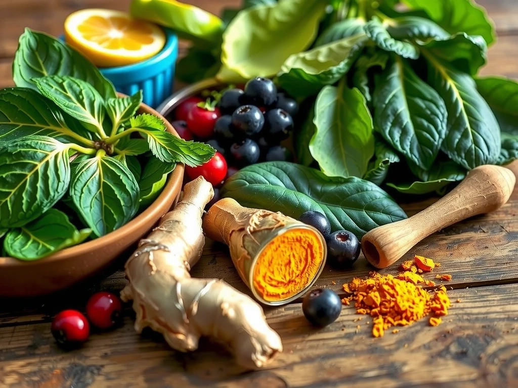 Εικόνα βοτάνων και υπερτροφών για ενίσχυση του ανοσοποιητικού